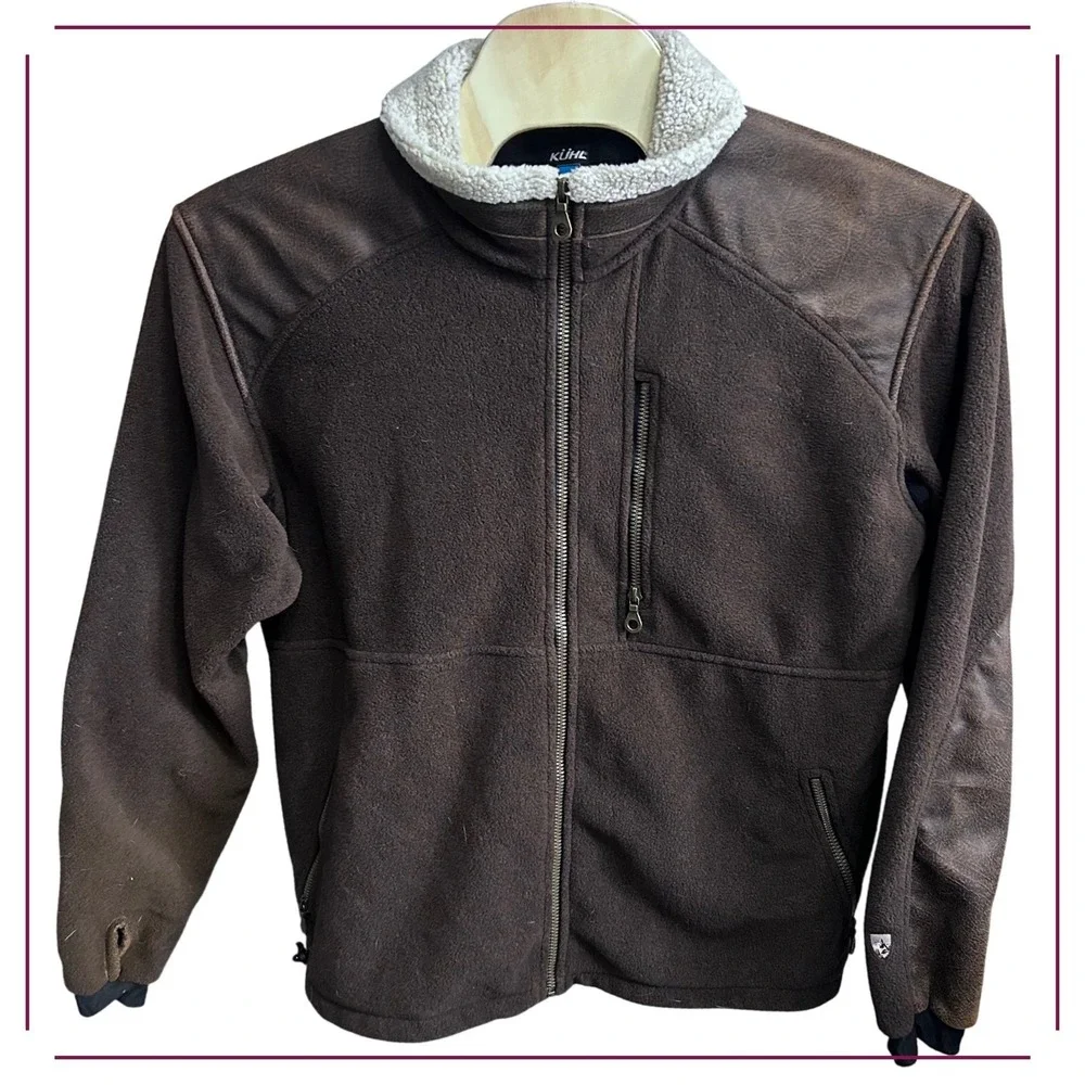 Kuhl Mens Brown Fleece Sherpa Lined‎ Full Zip Jacket Sz. XL Alpenwurxs